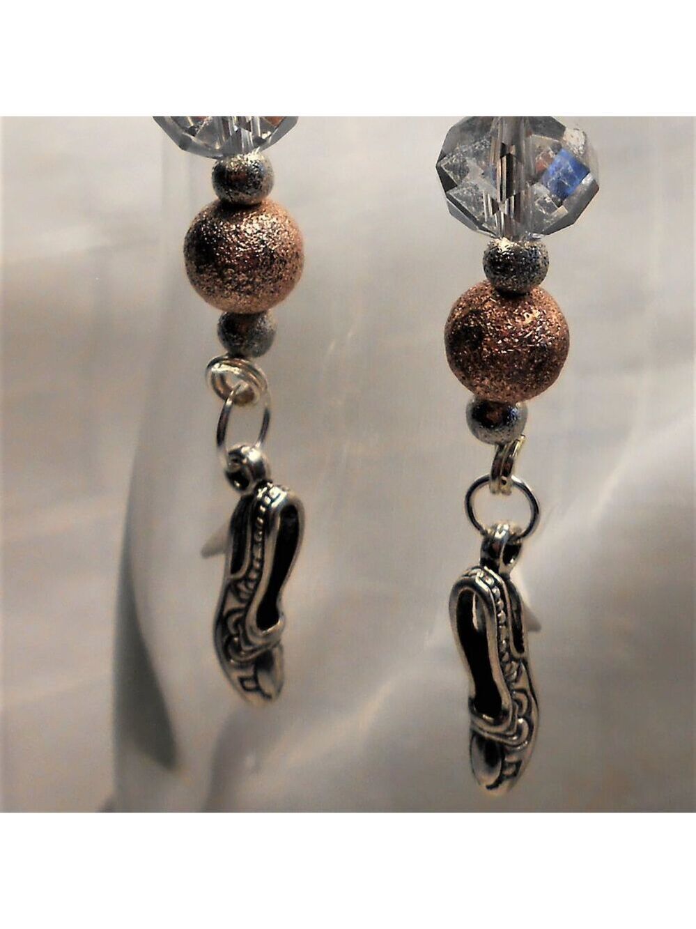 No 303 Handmade earrings with Tibetan silver charms shoes